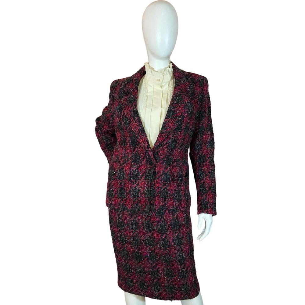 NWT Y2K Dana Buchman Pink Black Tweed Skirt Suit
